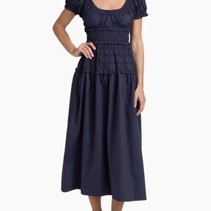 Doen Leanne Cotton Dress in Adriatic Navy, Size XS